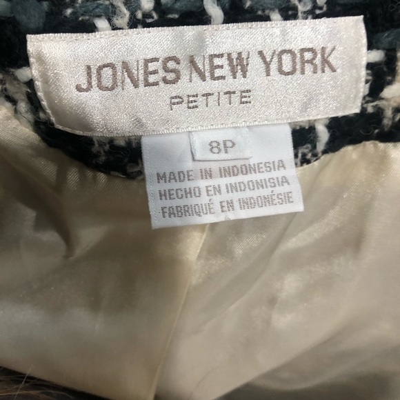 Jones New York Woven Black Blue Cream Zip Blazer - Picture 4 of 4